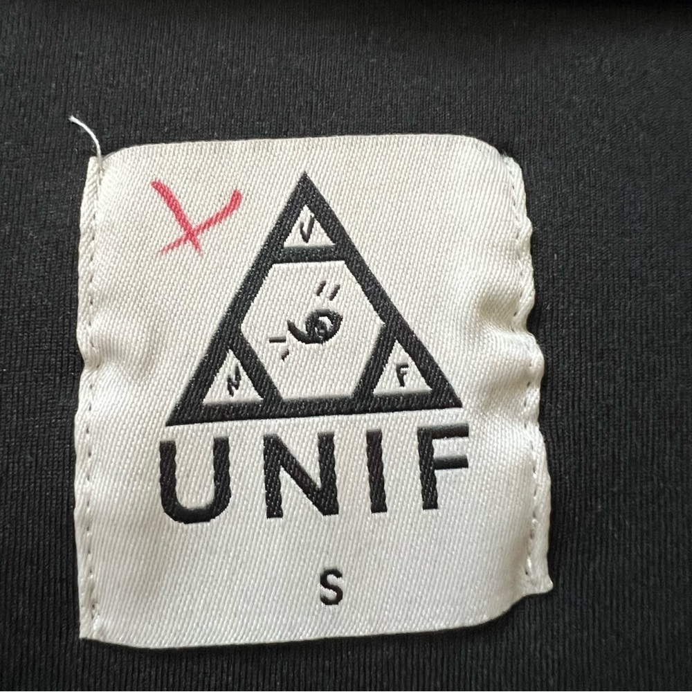 UNIF Black Holographic Neoprene Crop Sweatshirt Grunge Y2K Goth Small - Picture 13 of 16